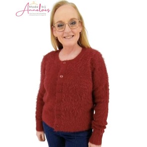 Red Button Vest Fuzzy Ruby